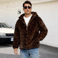 Herren Flauschige Kunstpelzjacke mit modischem Leopardenmuster