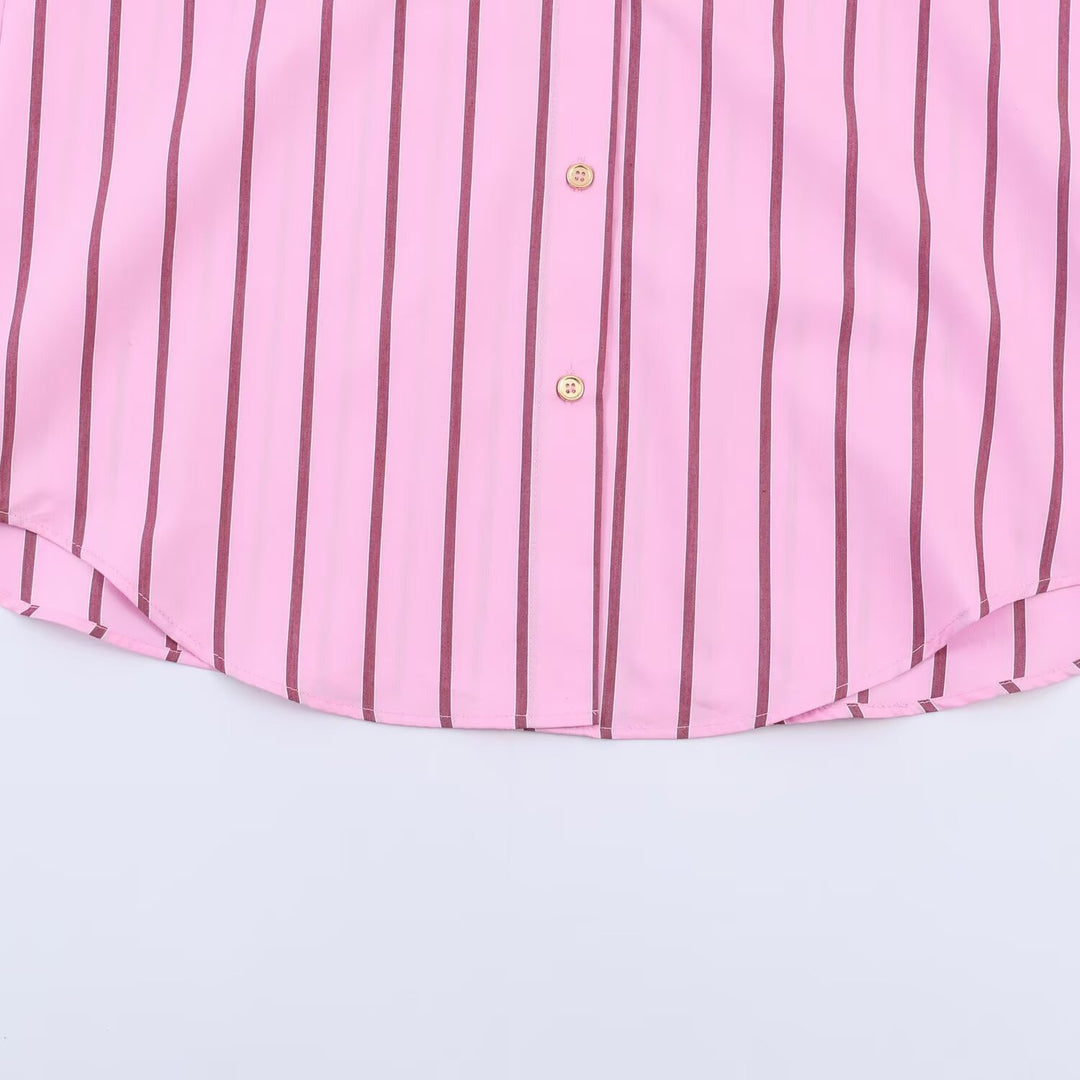 Damen Oversize Hemdbluse in Seidenoptik mit Kontrastkragen und vertikaler Streifenstruktur Shop Nory