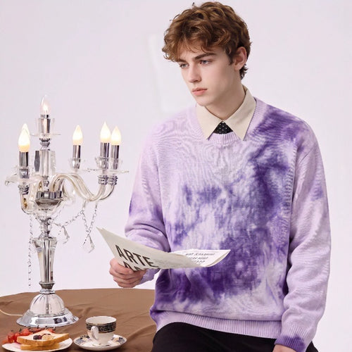 Herren Oversize-Strickpullover mit Batikoptik, Rundhalsausschnitt und Rippbündchen Shop Nory