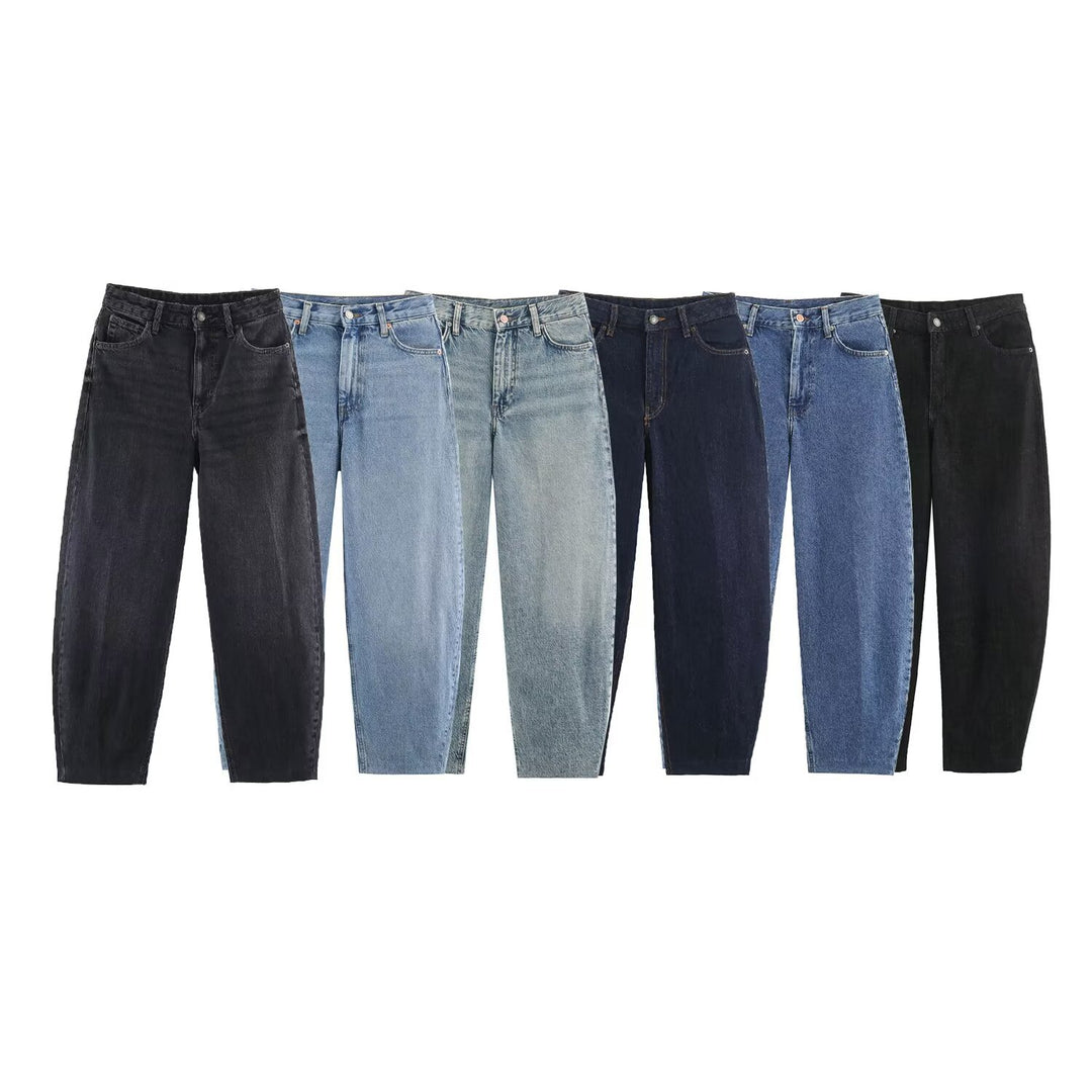 Damen Highwaist Relaxed Tapered Jeans mit konischem Bein Shop Nory