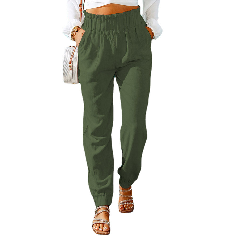 Damen Bequeme und elegante Sommerhose mit elastischem Bund und praktischen Taschen