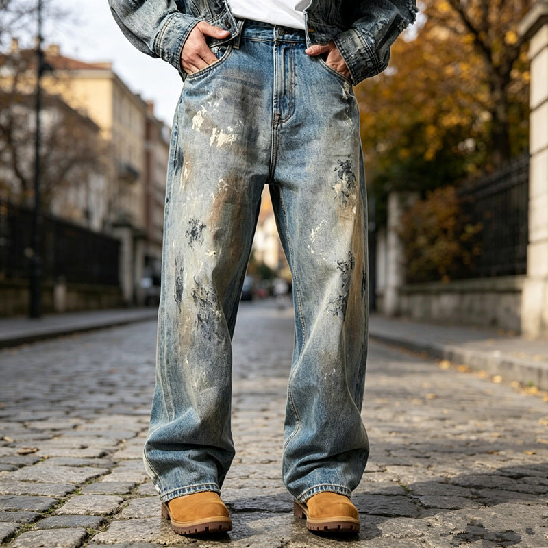Herren Weite Denim-Jeans im Used-Look Shop Nory