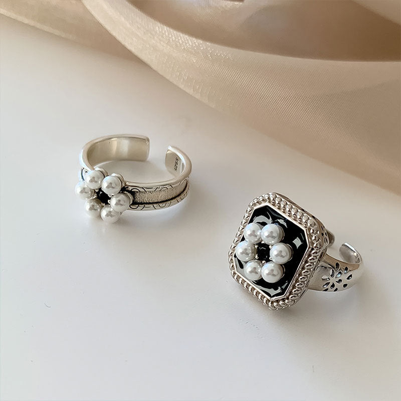 Damenring mit stilvollem Perlendesign und eleganter Gravur Shop Nory