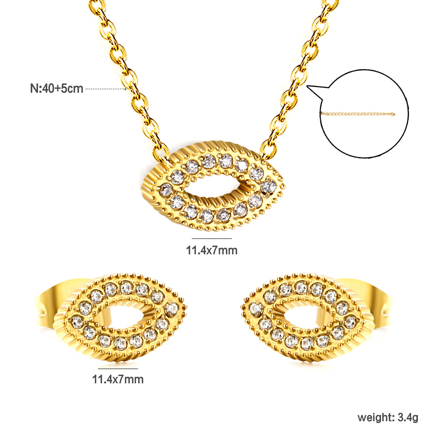 Damen Schmuckset mit einzigartigem Anhänger und funkelnden Zirkonia Shop Nory