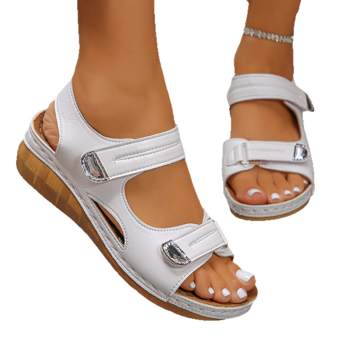 Damen Komfortable Riemensandalen mit verstellbarem Schnallenverschluss und ergonomischer Fußbettung