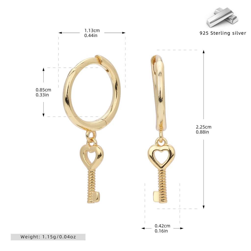 Damen Ohrhänger mit Schlüsselanhänger aus 925 Sterling Silber Shop Nory