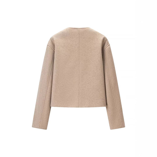 Damen Kurz geschnittene Wollmix-Boxy-Jacke mit asymmetrischer Knopfleiste Shop Nory
