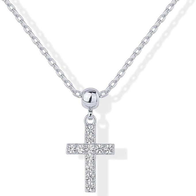 Damen Halskette mit funkelndem Kreuzanhänger und elegantem Kettendesign Shop Nory