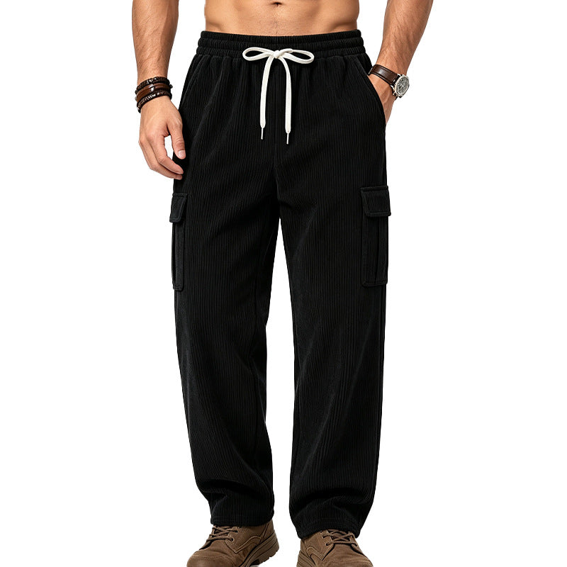 Herren Lässige Cord-Cargo-Hose mit elastischem Bund und Kordelzug Shop Nory