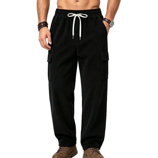 Herren Lässige Cord-Cargo-Hose mit elastischem Bund und Kordelzug Shop Nory