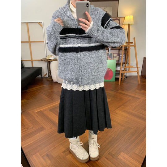 Damen Gemütlicher Strick-Cardigan mit Reißverschluss Shop Nory