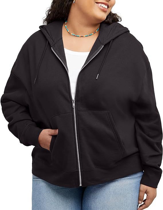 Damen nan Kapuzenjacke mit durchgehendem Reißverschluss, Kängurutasche und entspannter Passform Shop Nory