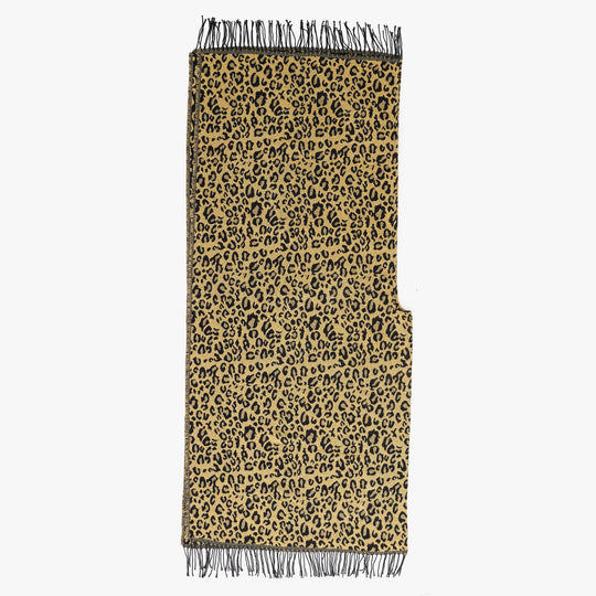 Damen Weichfallender Strick‑Überwurf im Leopardenjacquard mit Fransensaum Shop Nory