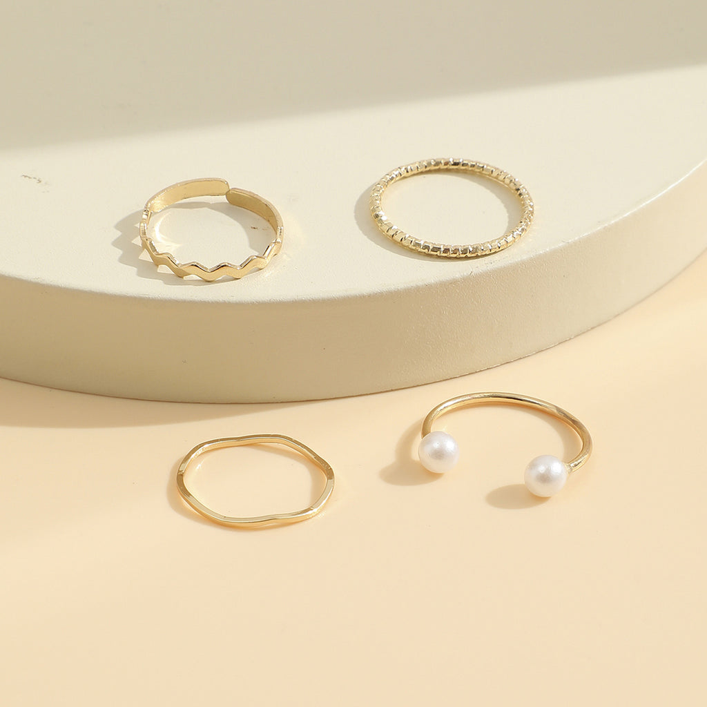 Damen Ring-Set mit exquisiten Designs und eleganten Perlenakzenten Shop Nory