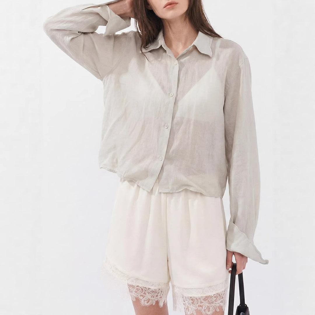 Damen Elegante und leichte Bluse mit Knopfdetails Shop Nory