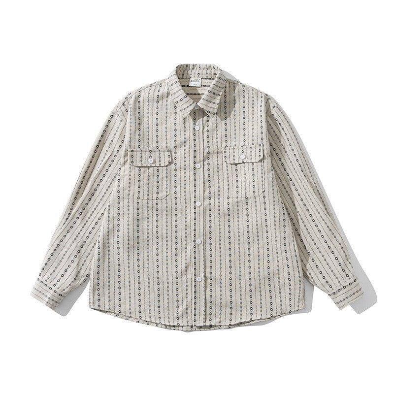 Herren Lockeres Hemd im Overshirt-Stil mit grafischem Streifenmuster und Brusttaschen Shop Nory