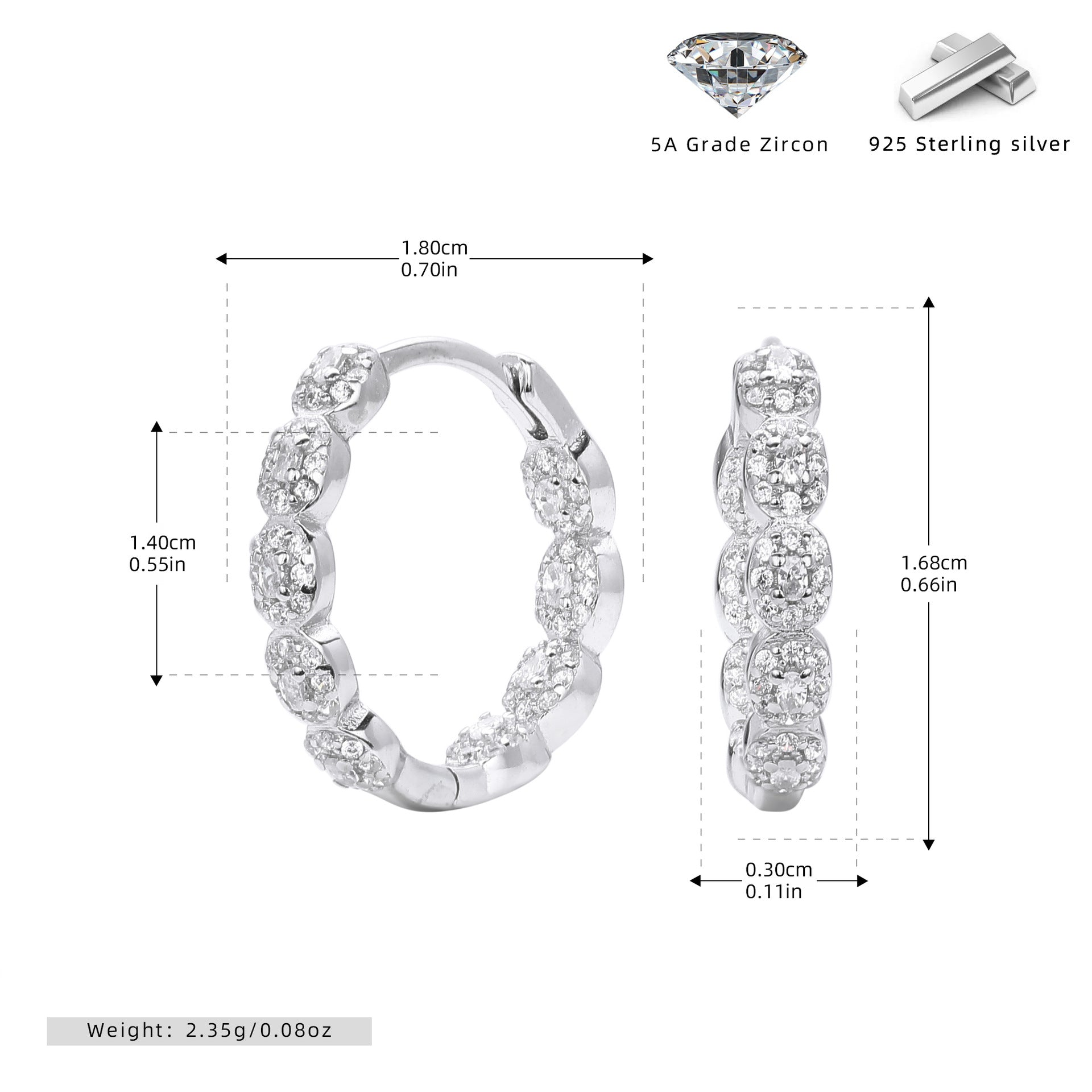 Damen Ohrhänger mit luxuriösen Zirkon-Akzenten aus 925 Sterlingsilber Shop Nory
