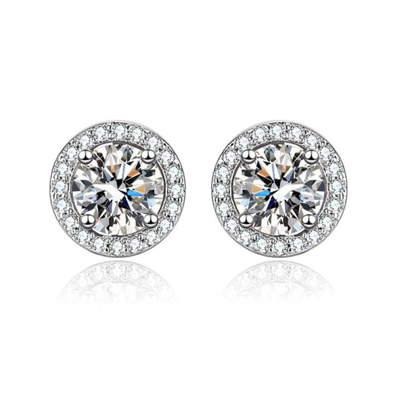 Quadratische Princess Schliff Ohrstecker Aus Sterlingsilber mit Funkelnden Zirkonia Steckverschluss