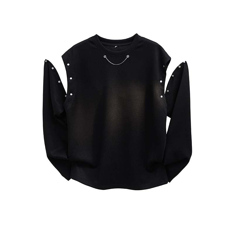 Damen Oversized Sweatshirt mit Ketten-Detail und Druckknopf-Ärmelöffnung Shop Nory