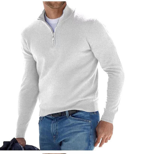 Herren Feiner Strickpullover mit kurzem Reißverschluss und Troyerkragen Shop Nory
