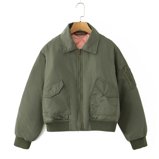 Damen lässige Bomberjacke mit praktischen Taschen