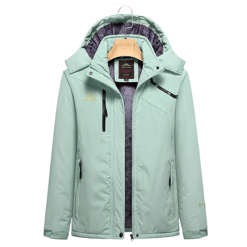 Damen Wattierte Winterjacke mit Fleece‑Innenfutter, abnehmbarer Kapuze und wasserdichter Softshell-Außenlage Shop Nory