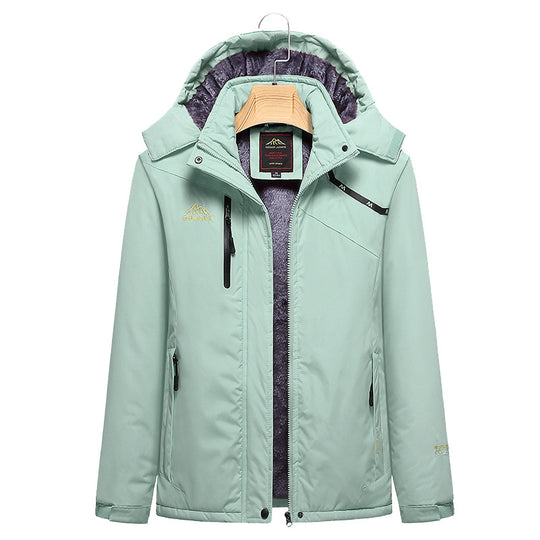 Damen Wattierte Winterjacke mit Fleece‑Innenfutter, abnehmbarer Kapuze und wasserdichter Softshell-Außenlage Shop Nory