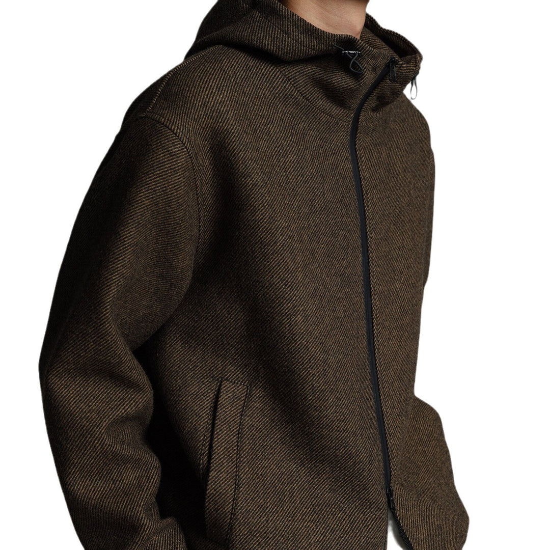 Herren Kurze Wollmisch-Kapuzenjacke mit Reißverschluss und elastischem Saum Shop Nory