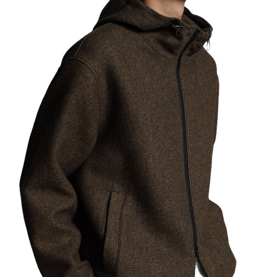 Herren Kurze Wollmisch-Kapuzenjacke mit Reißverschluss und elastischem Saum Shop Nory