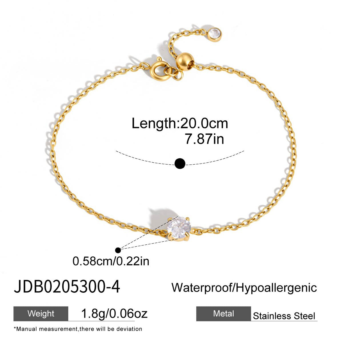 Damen Fußkettchen mit funkelndem Zirkonia und hypoallergenem Edelstahl Shop Nory
