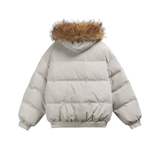 Damen Boxy-Pufferjacke mit Kapuze und voluminösem Kunstfellkragen Shop Nory