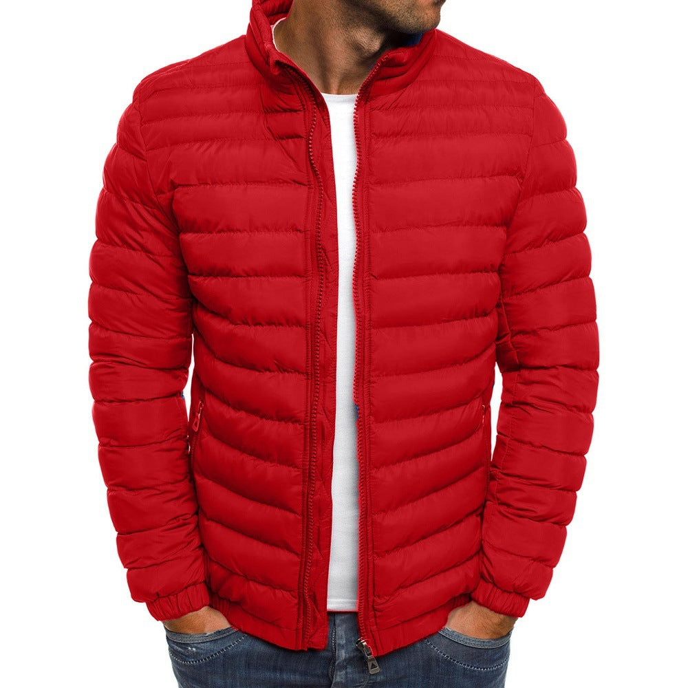 Herren leichte Steppjacke mit hohem Kragen und funktionalen Taschen
