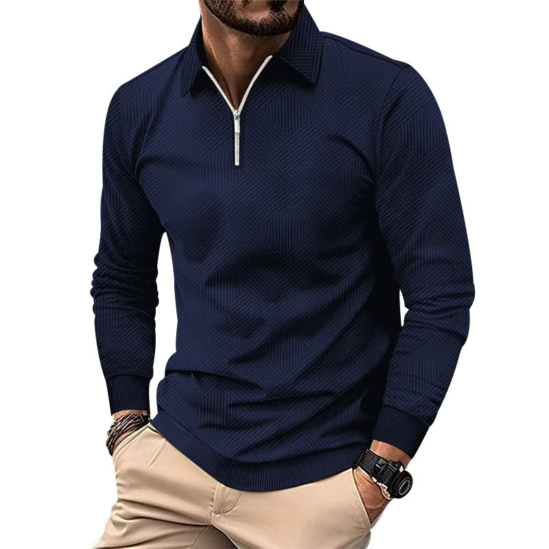 Herren hochwertiger Strickpullover mit Stehkragen und modischem Reißverschluss