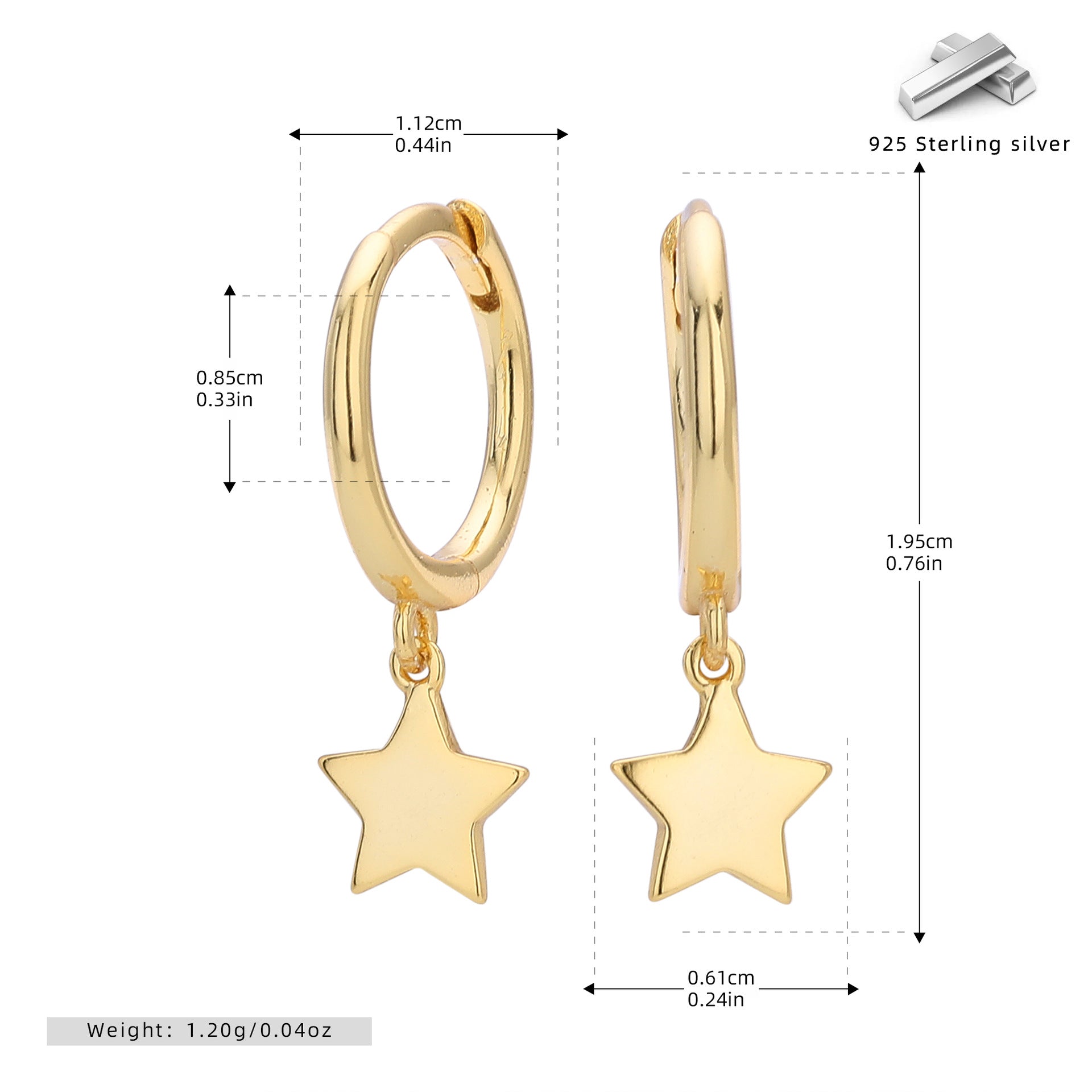 Damen Ohrhänger mit schimmernden Stern-Anhängern Shop Nory