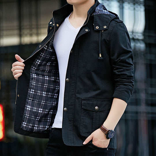 Herren Robuste Parkajacke mit verstellbarer Kapuze Shop Nory
