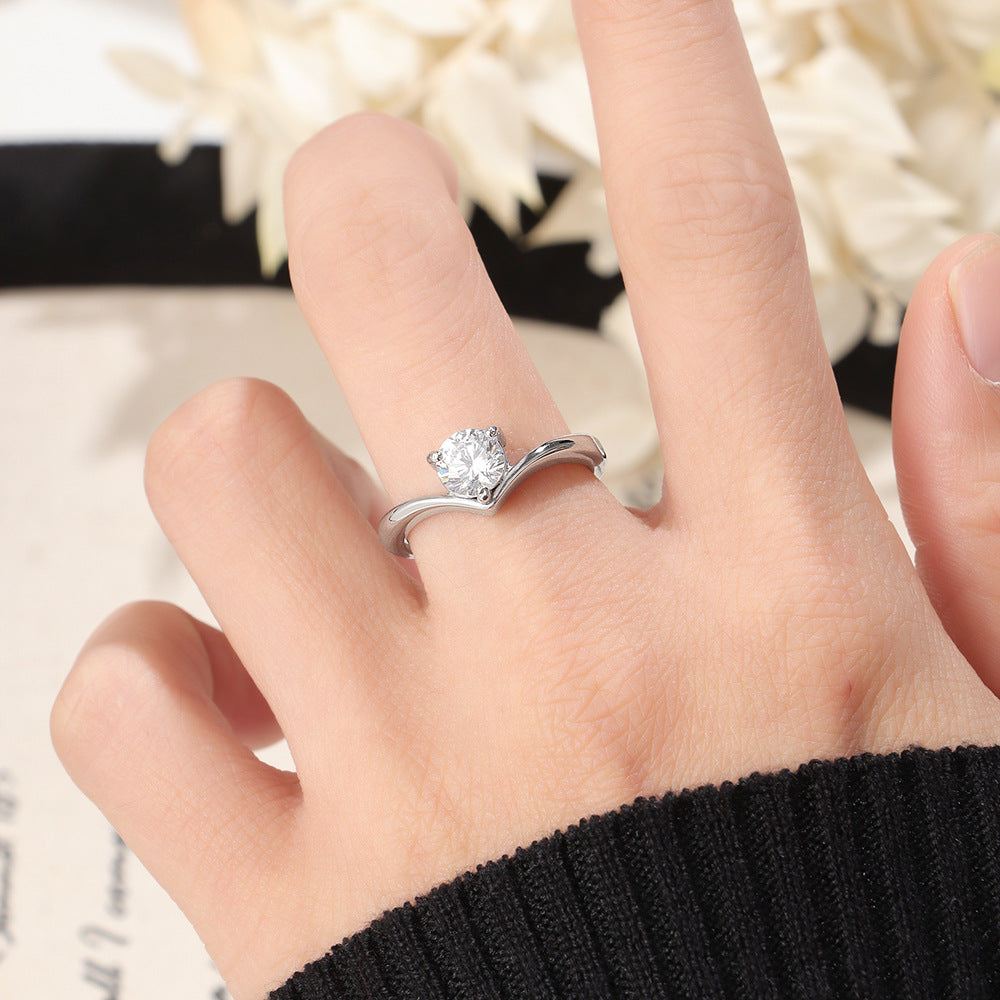 Damen Ring mit elegantem Wellenmuster und funkelndem Zirkonia Shop Nory