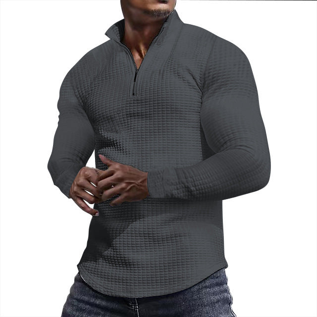 Herren Waffelstrick-Langarmshirt mit kurzem Reißverschluss Shop Nory