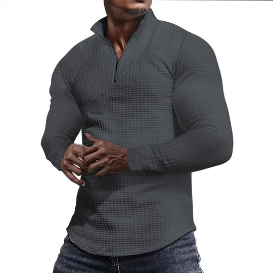 Herren Waffelstrick-Langarmshirt mit kurzem Reißverschluss Shop Nory