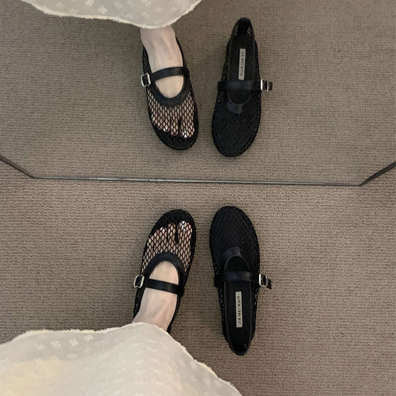 Damen Luftige Mesh-Sandalen mit verstellbarem Riemen und eleganter Schnalle Shopnory