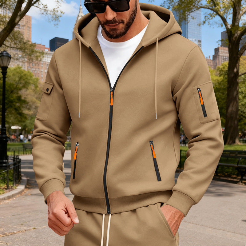 Herren sportlicher Kapuzenpullover mit modischen Schnellverschlüssen und praktischen Taschen