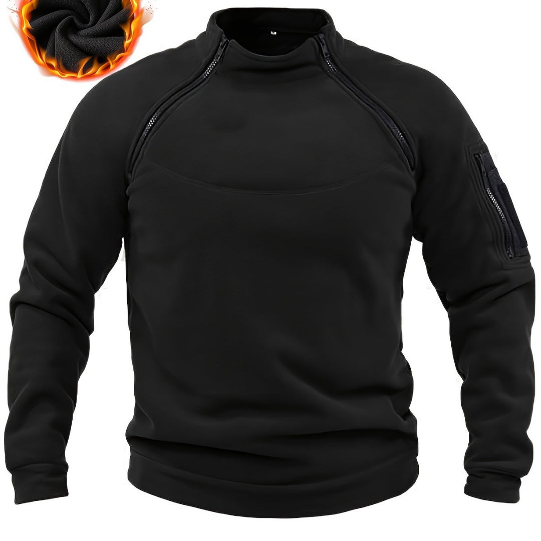 Herren Thermo-Fleecepullover mit Schulterreißverschlüssen, Stehkragen & Ärmel‑Utilitytasche Shop Nory