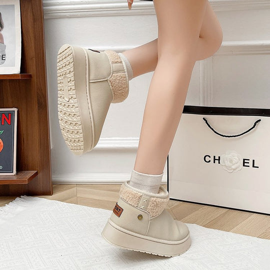 Damen Gefütterte Plateau-Stiefelette mit Teddykragen und Slip-On-Schaft Shop Nory