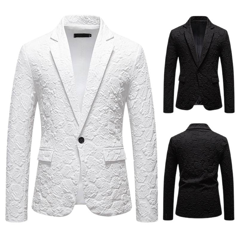 Herren strukturiertes Business-Sakko mit floraler Jacquardstruktur und Slim-Fit Shop Nory