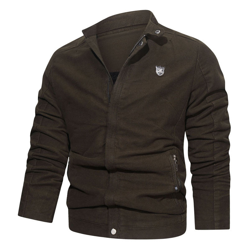 Herren Slim-Fit Canvas-Blouson mit Stehkragen, verdecktem Reißverschluss und Zipper-Taschen Shop Nory
