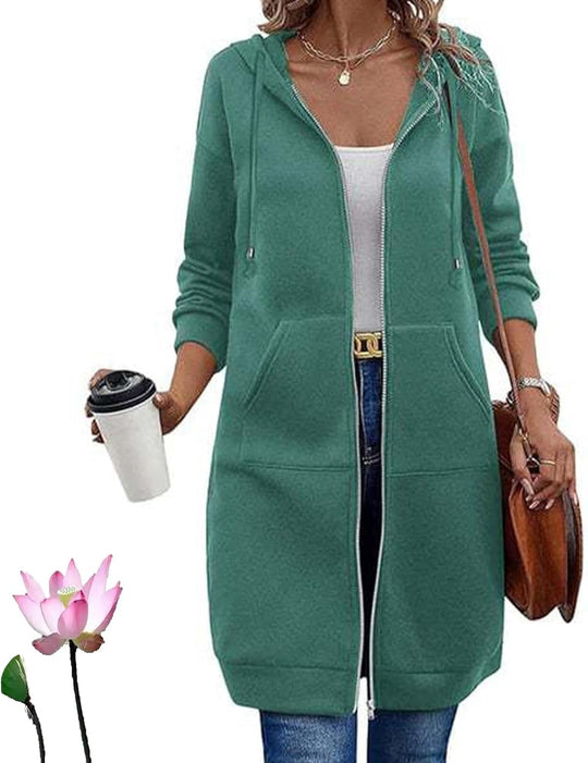 Damen Lässige Langarm Hoodie-Jacke