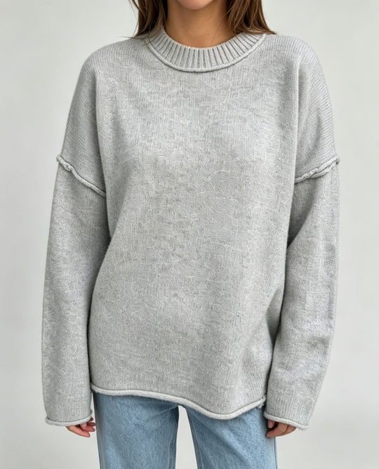 Damen Oversize-Boxy-Pullover mit kurzem Stehkragen und dekorativer Kantennaht Shop Nory