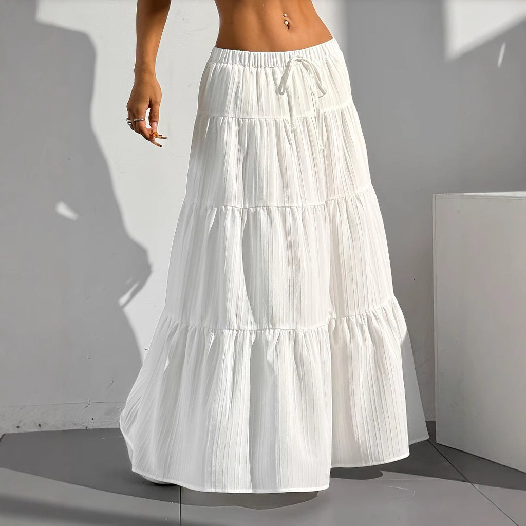 Damen Maxi-Rock mit lässigem Volant-Design und elastischem Bund