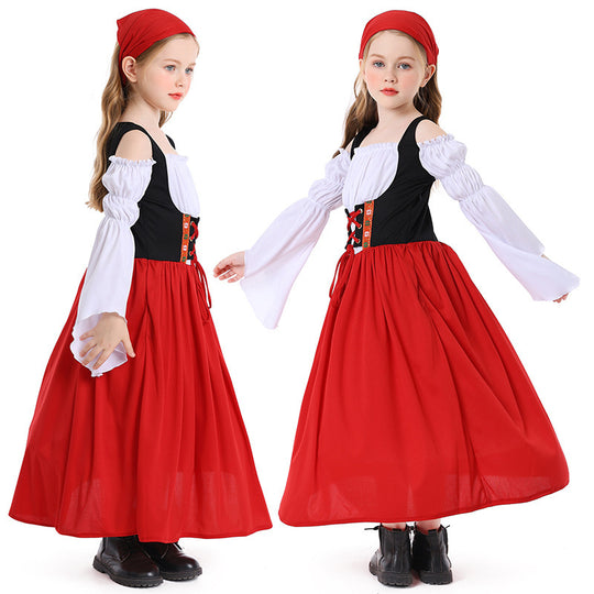 Damen nan mittelalterliches Mädchenkostüm mit Schnürmieder und Kopftuch Shop Nory