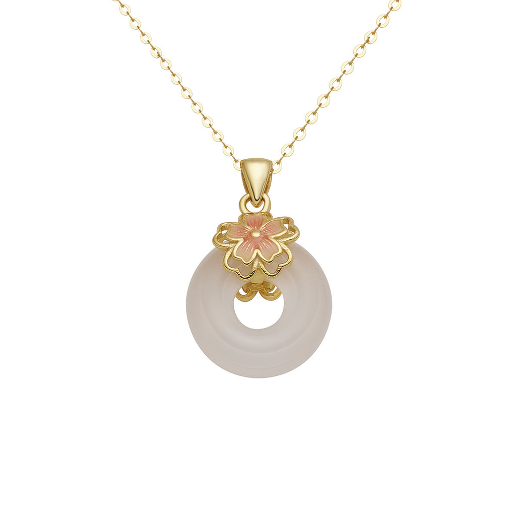 Damen Anhänger-Halskette mit kunstvollem Blumenmotiv und eleganter Goldverzierung Shop Nory