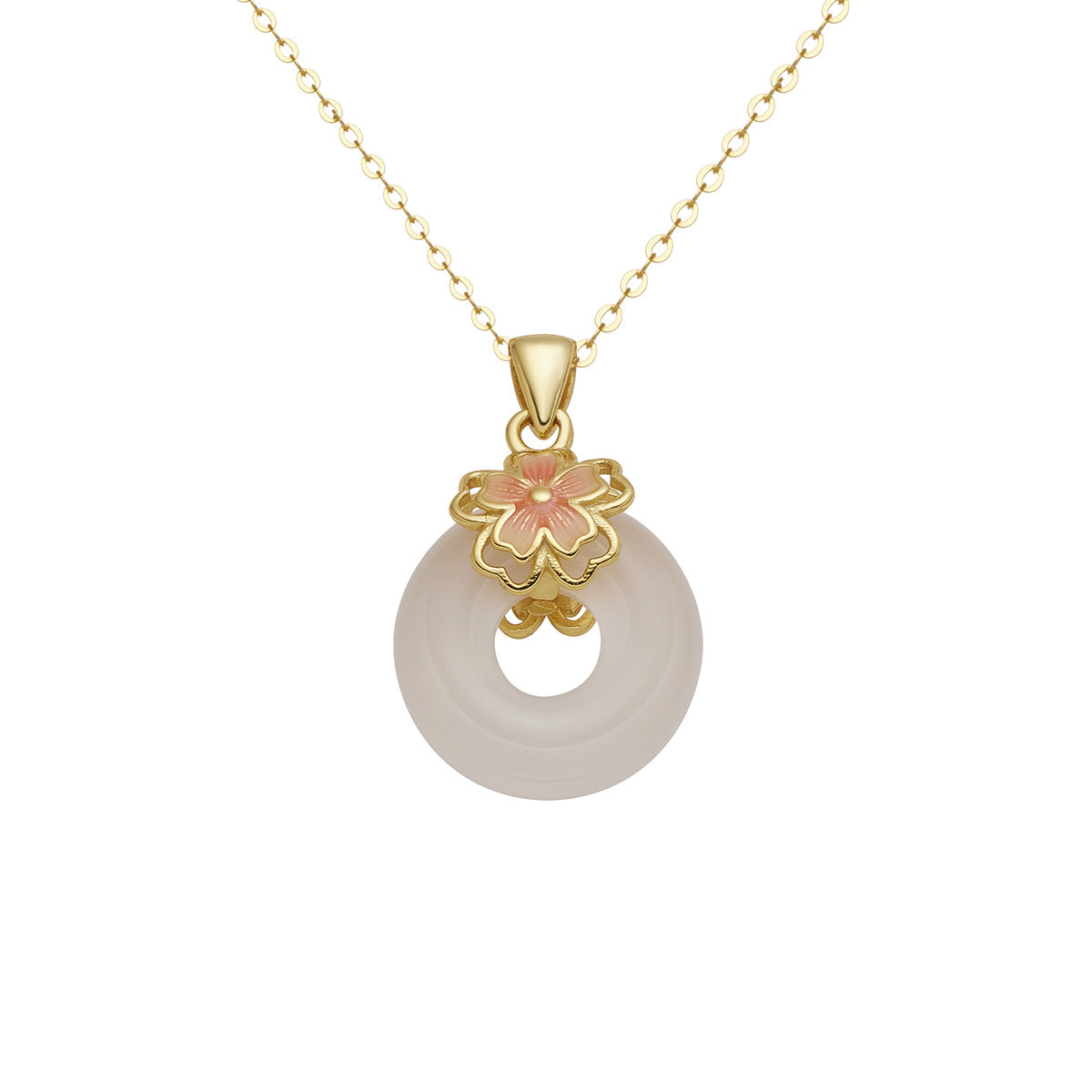 Damen Anhänger-Halskette mit kunstvollem Blumenmotiv und eleganter Goldverzierung Shop Nory